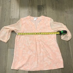 Peach or light pink 100% silk long sleeve top